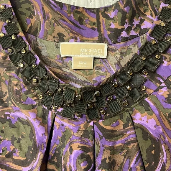 100% silk MICHAEL Kors Embellished Grunge Sleeveless Blouse - Picture 2 of 4